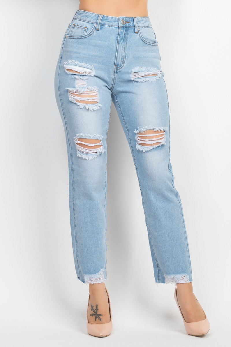 Destroyed Mom Denim Jeans