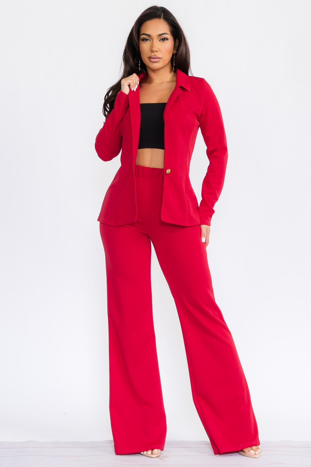 Solid Pant & Blazer Set