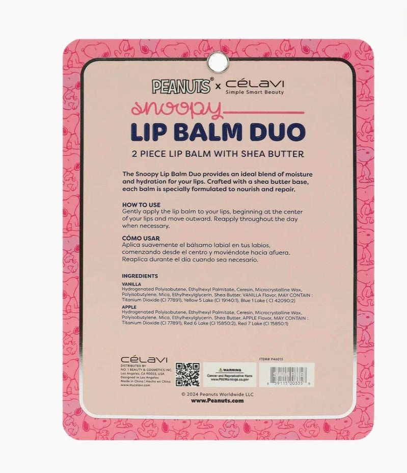 PEANUTS 2PC LIP BALM WITH KEYCHAIN